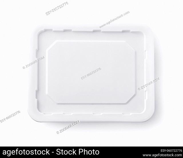Top view of blank instant noodles box lid isolated on white