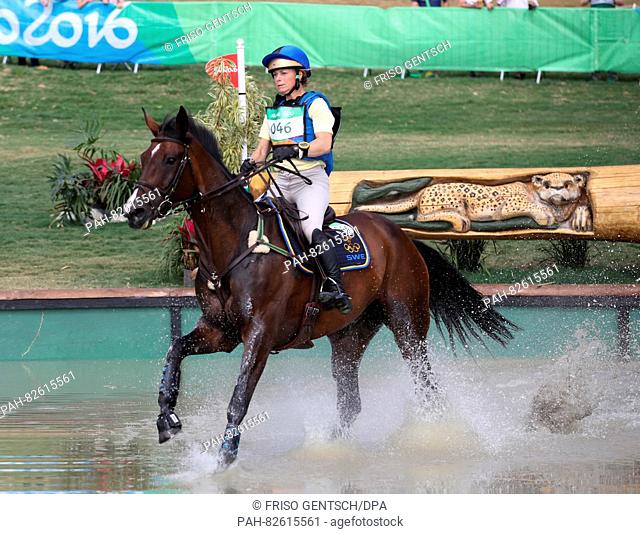 Sara Algotsson Ostholt of Sweden on horse Realtity 39 in action during the Eventing Cross Country of the Equestrian events at the Rio 2016 Olympic Games at the...
