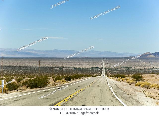 USA, California, Chambless. Straight road through the Mojave Desert. Route 66