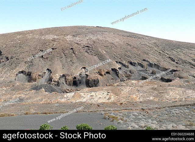 rocky landscape detail around Guatiza at Lanzarote at the Canary Islands