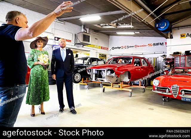King Willem-Alexander and Queen Maxima of The Netherlands at the Havenkwartier in Deventer, on September 14, 2021, to visit Bella Macchina