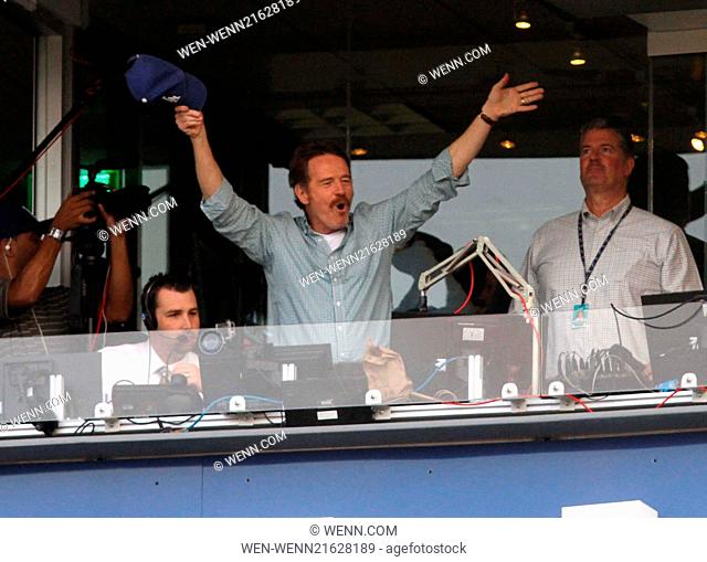 Celebrities watch the Los Angeles Dodgers v San Diego Padres baseball game at Dodger Stadium. The Dodgers defeated the Padres by a final score of 6-4