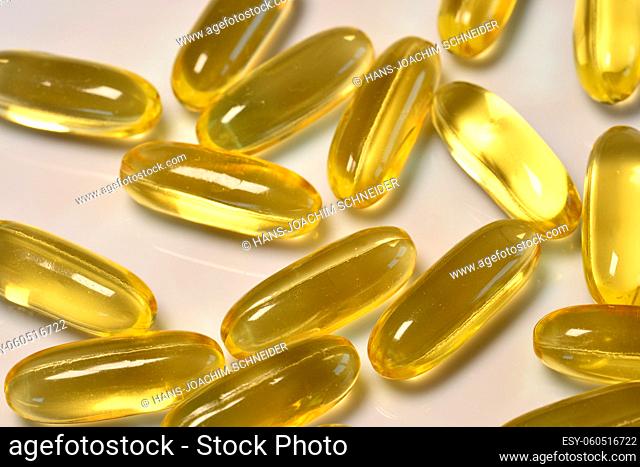 hemp oil pills in a closeup