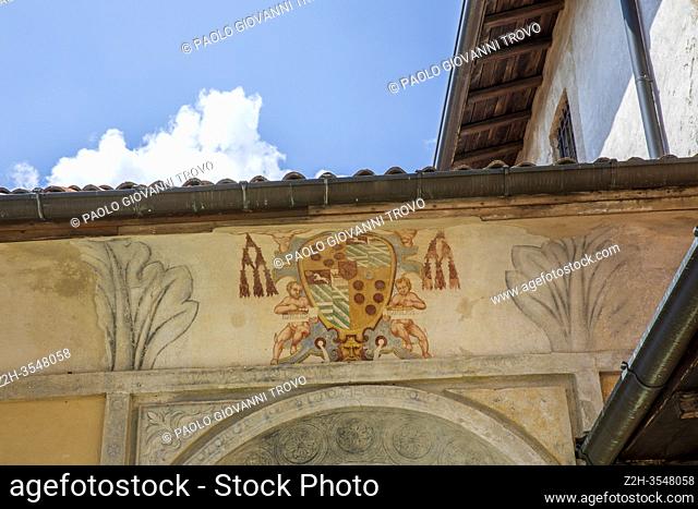 Facade detail at pilgrimage village of Santa Maria del Monte on Sacro Monte di Varese, UNESCO World Cultural Heritage Site, Santa Maria del Monte, Varese