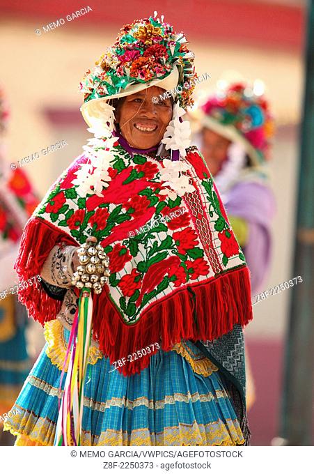 Sheppards dance performed in New Years eve in San Miguel Arcangel temple. Temascalcingo, Edo de Mexico, Mexico