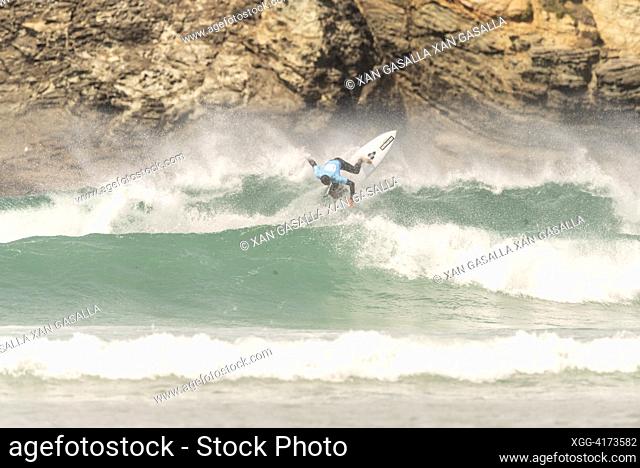 Valdoviño, Spain, 3rd september 2023. Maxime Huscenot, world surf league. Pantin classic surf pro 36th edition. man semi final