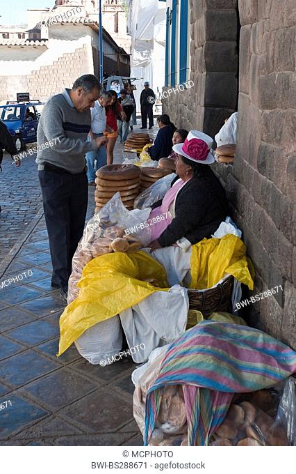 street vendors selling breads, Peru, Cusco