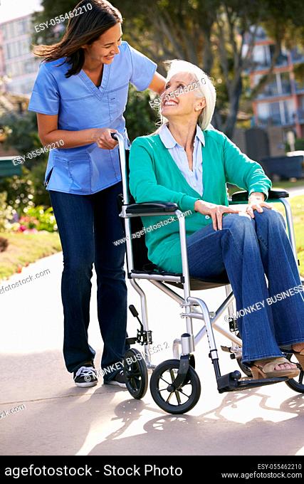 old nurse, rehabilitation, wheelchair, health care