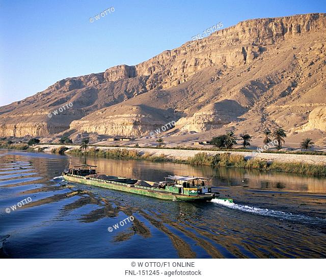 Freighter in river, Nile River, Egypt
