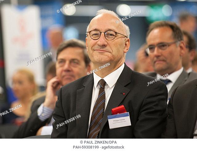Philippe Etienne, France's ambassador to Germany, watches the inauguration ceremony of the first branch of French sporting goods manufacturer Decathlon in...