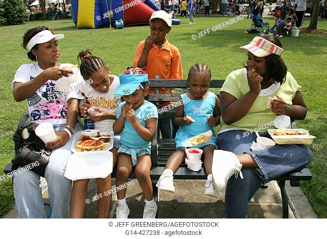 Juneteenth Celebration, Kelly Ingram Park, Black family, picnic. Birmingham, Alabama. USA