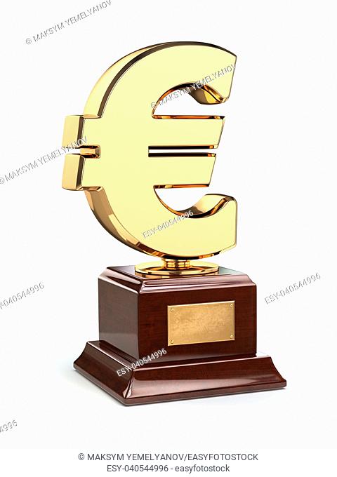 Golden dollar sign trophy cup isolated on white. 3d