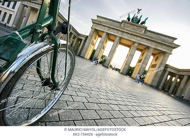 Visiting Brandenburg Gate biking, Berlin, Germany