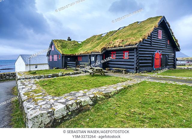 Kirkjubøargarður one of the oldest still inhabited wooden houses of the world, Kirkjubøur, Faroe Islands, Denmark, Europe