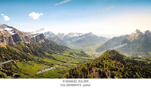 Sunny day, French Alps, Parc naturel régional du Massif des Bauges, Chatelard-en-Bauges, Rhone-Alpes, France