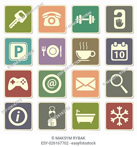 Hotel vector icons for web sites and user interface