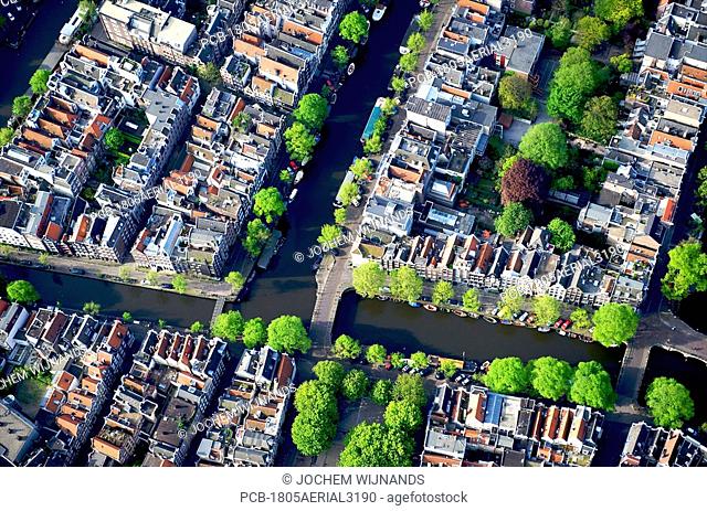 Holland, Amsterdam, aerial view of the Brouwersgracht