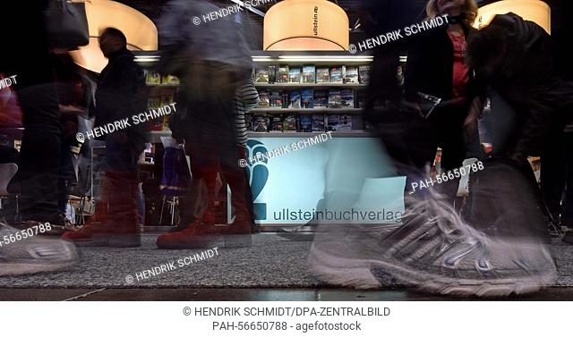 Visitors at the stall of the Ullstein publishing house at the Leipzig Book Fair in Leipzig, Germany, 13 March 2015. About 2000 publishing houses from 42...