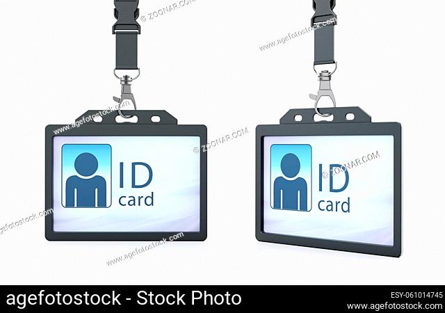 ID cards with people silhouette isolated on white background. 3D illustration