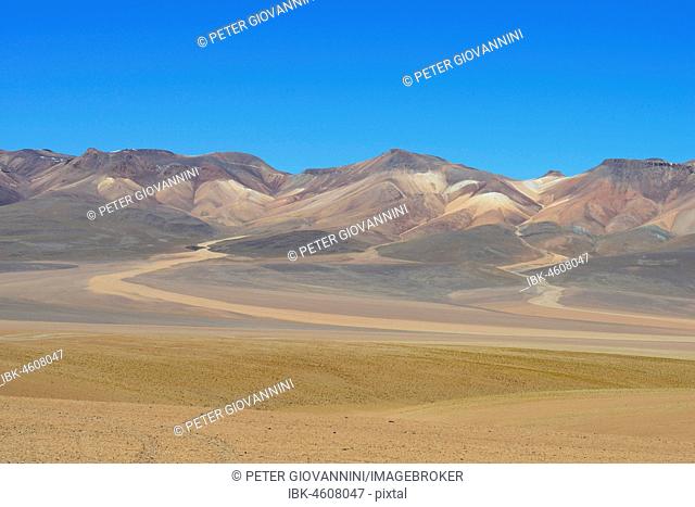 Pastel-coloured mountains on the Andean plateau, Reserva Nacional de Fauna Andina Eduardo Abaroa, Altiplano, Sur Lípez, Bolivia