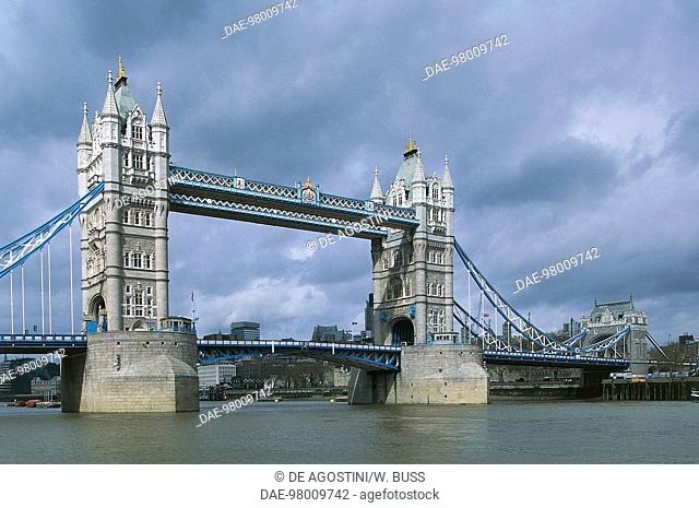 Tower Bridge over the Thames, 1886-1894, architect Horace Jones, engineer John Wolfe Barr, London, England, United Kingdom