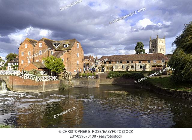 Restored Abbey Mill and sluices, Tewkesbury, Gloucestershire, Severn Vale, UK