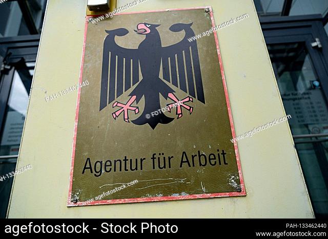 Bielefeld, Germany June 28, 2020: Symbol pictures - 2020 agency for work, federal eagle, logo, lettering, feature / symbol / symbol photo / characteristic /...