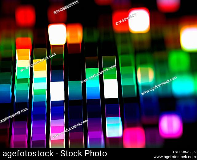 Abstract blurred cubes - computer-generated 3d illustration for technology or science fiction design projects. Fractal multicolor blur for web design