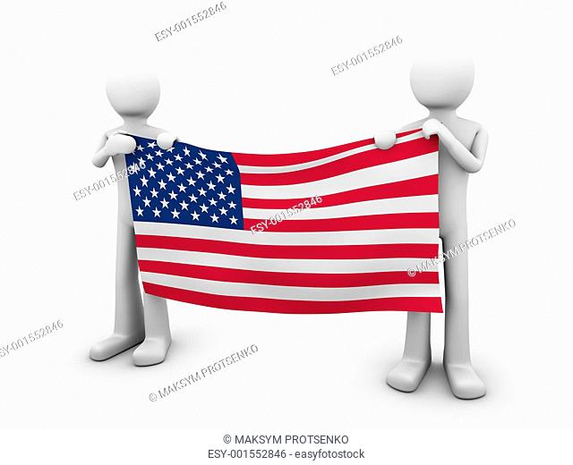 Fourth of July: holding US flag