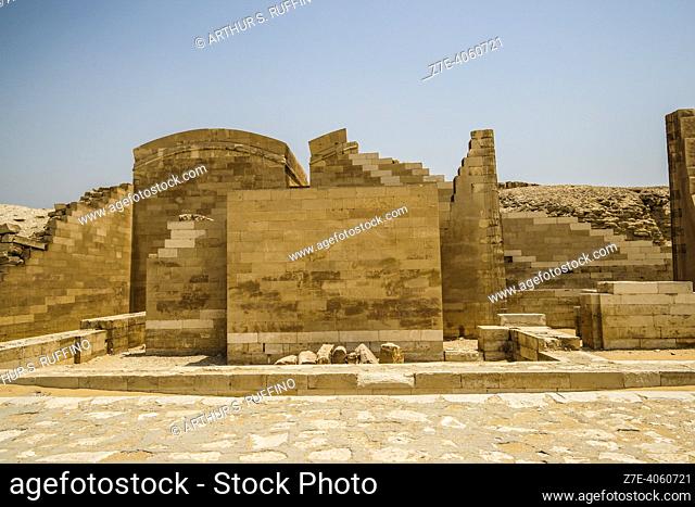 Entrance to Step Pyramid of Djoser Complex. Saqqara Pyramid complex. Saqqara, Cairo. Egypt, Africa, Middle East