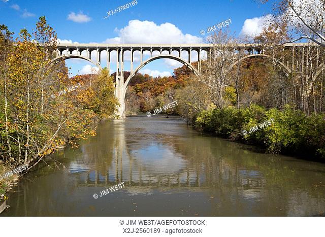 Cuyahoga Valley National Park, Ohio - A bridge over the Cuyahoga River at Brecksville