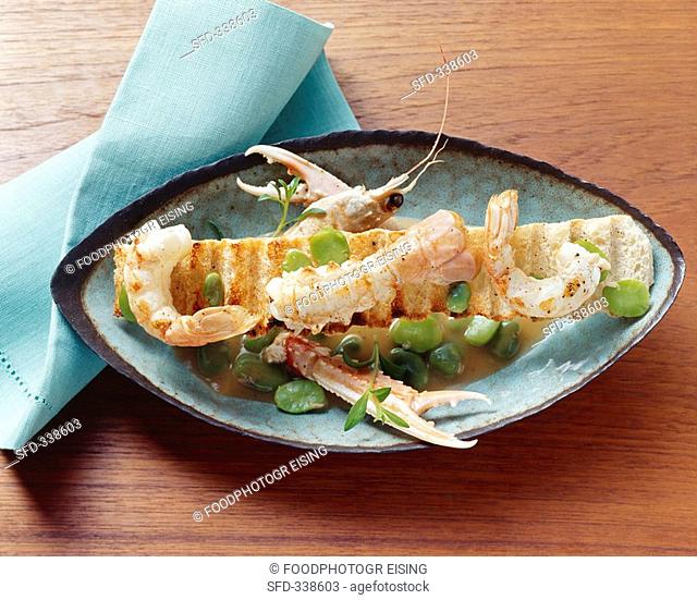 Scampi with bean emulsion