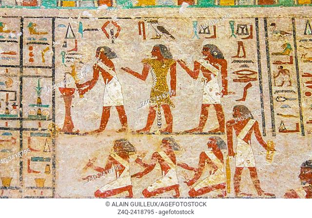 Middle Egypt, Beni Hasan, the tomb of Khnumhotep II dates from the Middle Kingdom. Religious rites