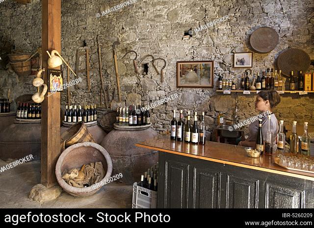 Wine sales in Omodos, Troodos Mountains, South Cyprus, South Cyprus