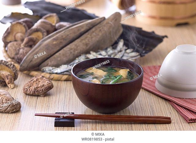 Miso Soup and Ingredients of Dashi