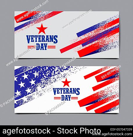 Veterans day background, USA flag, Vector abstract grunge, Template Banner