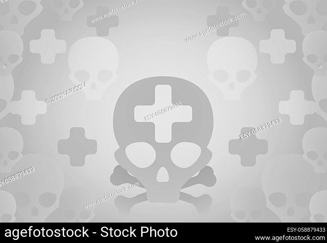 Medical cross skull grey abstract, vector cartoon color illustration horizontal