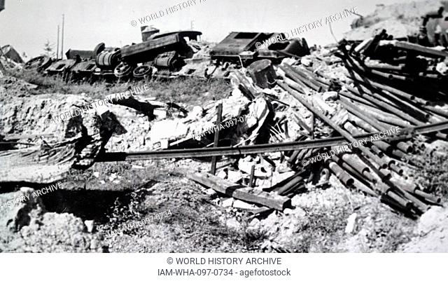 World War Two: Destruction of rail infrastructure, at Trappes, in the western suburbs of Paris, in the south-western suburbs of Paris