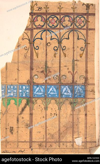 Design for a Church Gate. Artist: Richardson Ellson & Co. (British); Date: ca. 1880; Medium: Pen and ink, wash and watercolor on tracing paper; Dimensions:...