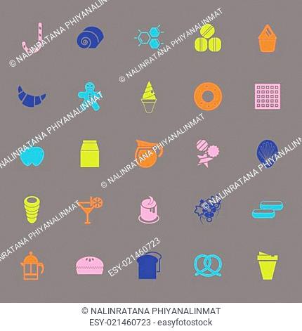 Sweet food color icons on gray background