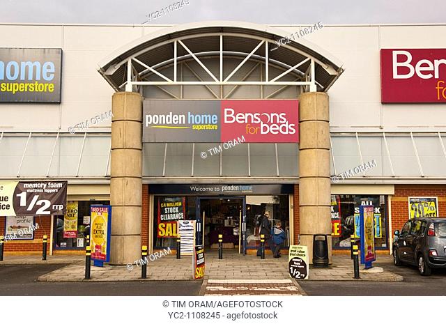 The Ponden home superstore and Bensons for beds shop store in Norwich , Norfolk , England , Britain , Uk