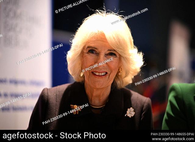 30 March 2023, Berlin: Royal wife Camilla visits the Refugio Berlin. Before his coronation in May 2023, the British king and the royal wife will visit Germany...