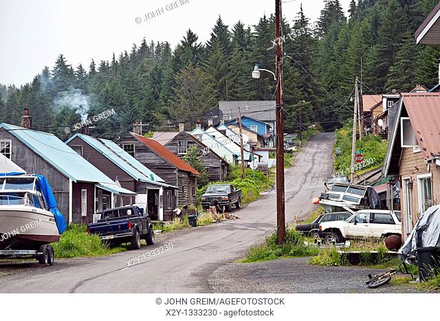 Residential area of the Tlingit village of Hoonah, AK, Alaska, USA