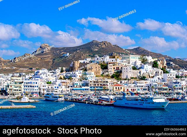 Port of Naxos, a Greek island in Aegean Sea, Greece