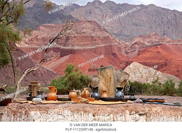 Stall with pottery in the Quebrada de Cafayate in the Salta Province, Argentina