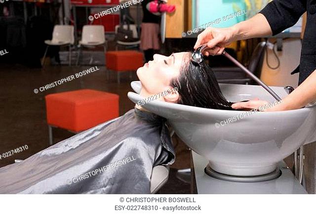 Hair washing stations in salon Stock Photos and Images | agefotostock