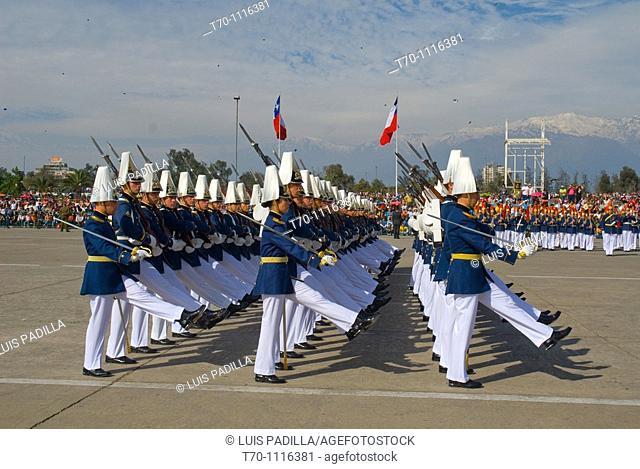 Escuela Militar in Military Parade of Santiago city Chile