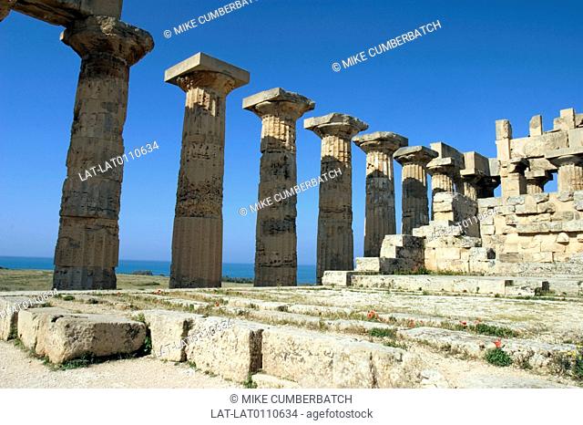 Eastern temple complex, Selinus. Greek temple E of Hera, Aphrodite. 5th century BC. Doric columns