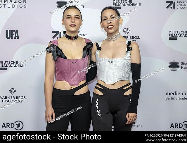 26 September 2022, Berlin: Paula Knüpling (l), actress, and Marina Prados, director, arrive at the First Steps Film Awards ceremony for young filmmakers