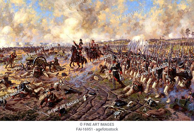 Prince Bagration at the Battle of Borodino. Averyanov, Alexander Yuriyevich (*1950). Oil on canvas. Modern. 1995. Private Collection. Painting